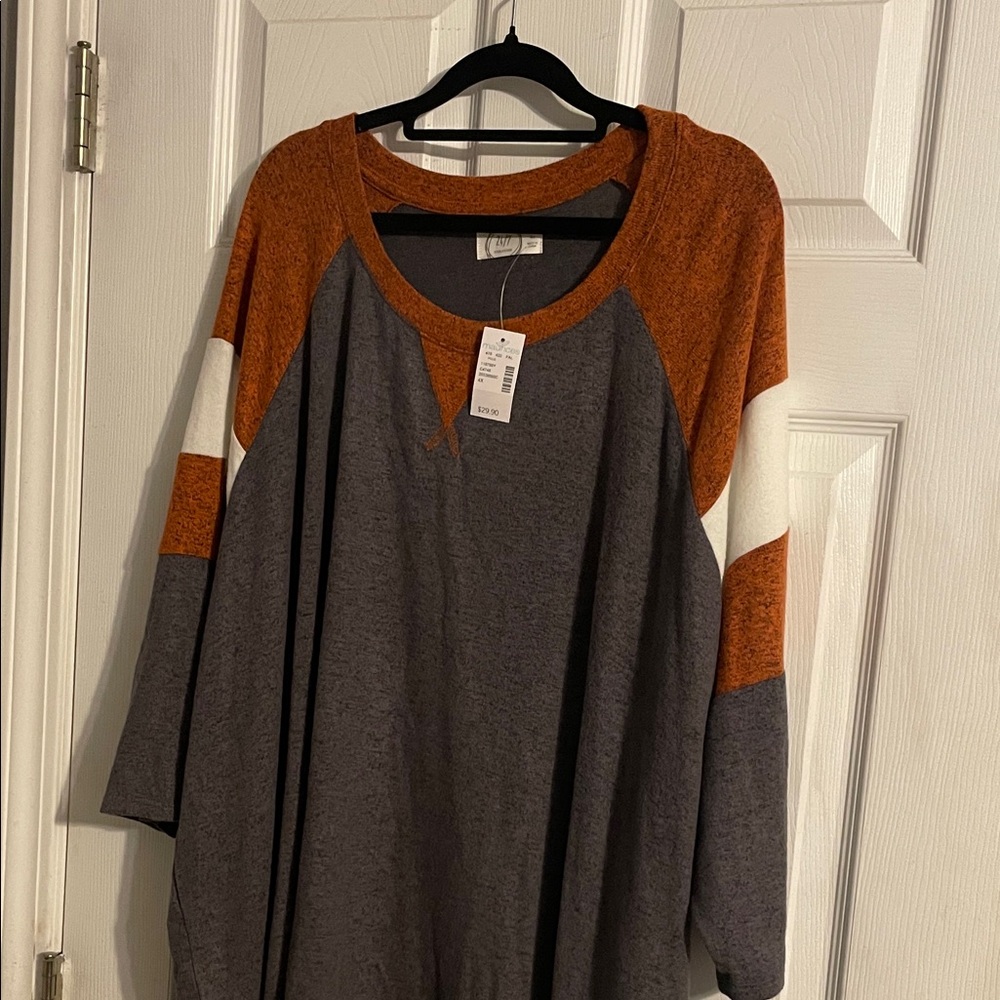Women's Gray and Orange Top
